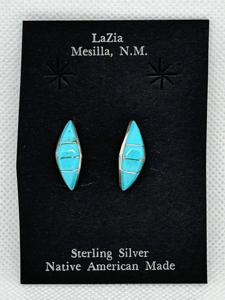 Zuni Handcrafted sterling silver earrings with genuine stone and shell inlay.  LZ861