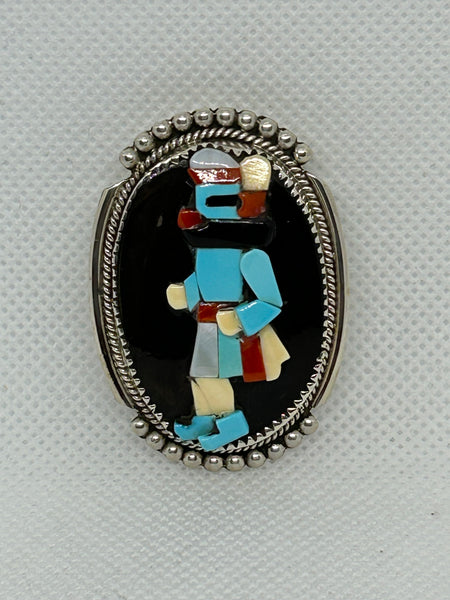 Zuni handcrafted sterling silver pin or pendant by Bev E.  LZ886