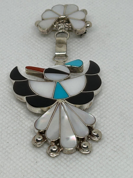 Zuni handcrafted sterling silver pin/ pendant by Leagus. LZ867