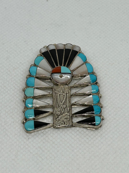 Zuni handcrafted sterling silver pin/pendant. LZ872