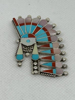Zuni handcrafted sterling silver pin or pendant.  LZ880