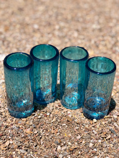 Hand Blown Shot Glass Solid Turquoise