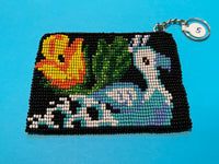 Guatemalan handcrafted glass seed bead change purse.