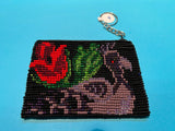 Guatemalan handcrafted glass seed bead change purse