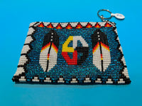Guatemalan handcrafted glass bead change purse in intricate designs.