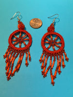 Guatemalan handcrafted glass seed bead earrings in Dream Catchers
