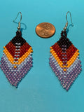 Guatemalan handcrafted glass seed bead feather earrings