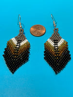 Guatemalan handcrafted glass seed beads earrings in feather design