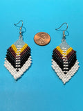 Guatemalan handcrafted glass seed beads earrings in feather design