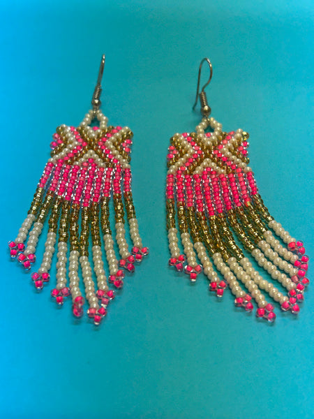 Guatemalan handcrafted glass seed bead earrings SF10