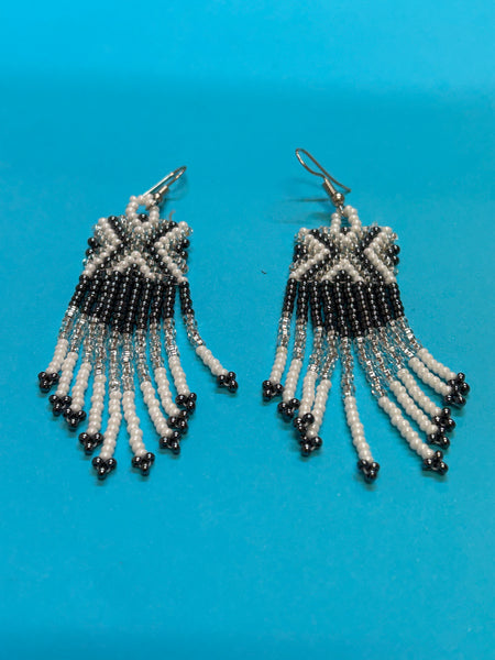 Guatemalan Native American handcrafted glass seed bead earrings SF11