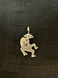 Native American handcrafted sterling silver Kokopelli pendant.  NM123