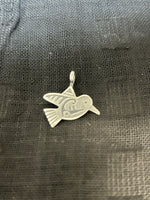 Native American handcrafted sterling silver hummingbird pendant. NM118
