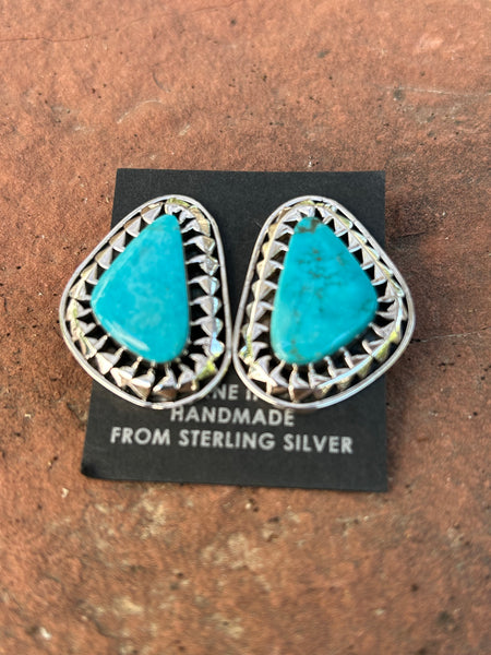 Genuine Sleeping Beauty Turquoise Earrings, Oxidized Sterling Silver, –  Timberline Traders