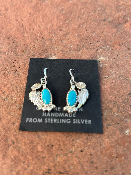 Andrew Vandever handcrafted these sterling silver and genuine turquoise earrings NM164