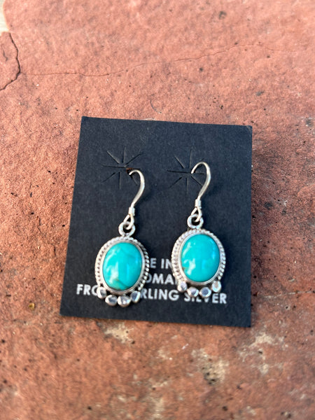 Sharon McCarthy made these sterling silver and genuine turquoise earrings. NM168