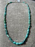 Genuine Turquoise from the Campitos mine with sterling silver necklace.  JK-45  20” long.