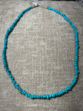 Genuine Campitos Turquoise With sterling silver beads and clasp.  20” by A.S.  AS-607 FREE SHIPPING IN THE CONTINENTAL USA.