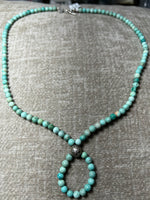 Genuine Turquoise Buddha loop necklace with sterling silver beads and clasp.  21” by A.S.AS 600 FREE SHIPPING IN THE CONTINENTAL USA.