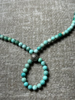 Genuine Turquoise Buddha loop necklace with sterling silver beads and clasp.  21” by A.S.AS 600 FREE SHIPPING IN THE CONTINENTAL USA.