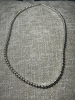 Sterling Silver 5mm bead necklace in a 20” length.  By A.S.   AS614