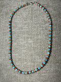 Natural turquoise round bead and Spiney oyster shell disc necklace in 18” length.  Sterling silver lobster claw clasp FREE SHIPPING IN THE CONTINENTAL USA.
