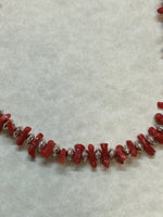 Genuine Italian Red Coral and sterling silver choker necklace made in USA.  SR142 FREE SHIPPING IN THE CONTINENTAL USA.