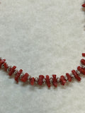 Genuine Italian Red Coral and sterling silver choker necklace made in USA.  SR142 FREE SHIPPING IN THE CONTINENTAL USA.
