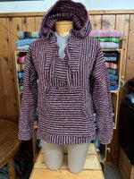 Baja pullover with hood and front pocket made from recycled fibers. Size medium. Baja 113