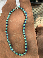 Genuine Campitos Turquoise with Genuine Lapis chips and sterling silver beads and clasp.  16” choker style by A.S.    AS606 FREE SHIPPING IN THE CONTINENTAL USA.