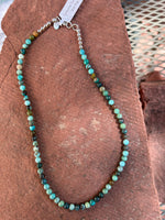 Multi color genuine turquoise 16” necklace with sterling silver.  By A.S.  EB1