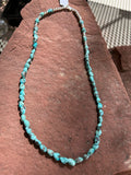 Genuine Turquoise from the Campitos mine with sterling silver necklace.  JK-45  20” long.
