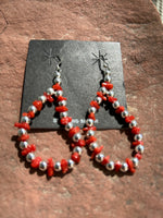 Natural Italian red Coral and sterling silver earrings JK-41.