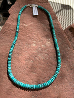Natural Gem Quality Turquoise necklace. Almost 20” long.  Sterling silver  JK-7 FREE SHIPPING IN THE CONTINENTAL USA.