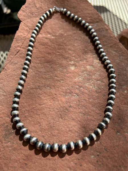 Navajo Pearl style 7 mm sterling silver oxidized beads in 18” length necklace.  JK24 FREE SHIPPING IN THE CONTINENTAL USA.