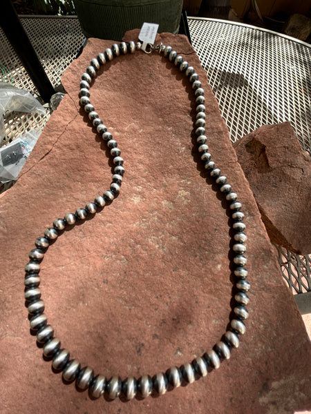 Navajo Pearl Style 5mm oxidized sterling silver bead necklace. 24”  JK32 FREE SHIPPING IN THE CONTINENTAL USA.