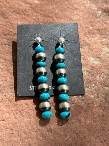 Sterling Silver and Genuine Turquoise earrings.  JK-12