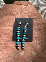 Sterling Silver and Genuine Arizona Turquoise earrings. JK-14