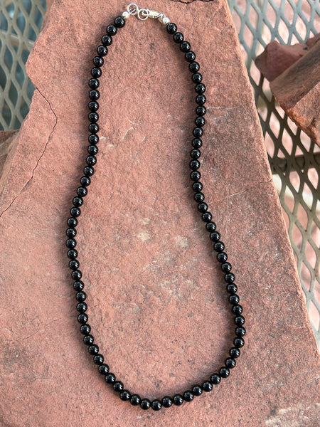 Black Onyx necklace in 20” length.  6 mm stone beads  SR105 FREE SHIPPING IN THE CONTINENTAL USA.