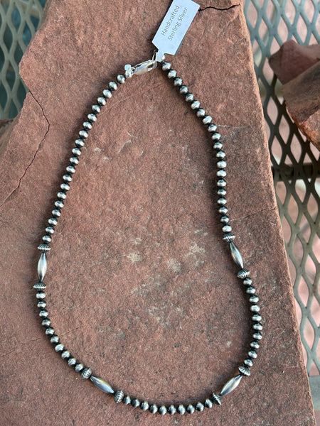 Navajo Pearl Style 18” necklace in sterling silver  SR110