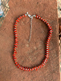 Genuine Italian Red Coral and sterling silver choker necklace made in USA.  SR142 FREE SHIPPING IN THE CONTINENTAL USA.