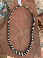 Navajo Pearl style in oxidized sterling silver.  20” and handcrafted in USA.  SR150