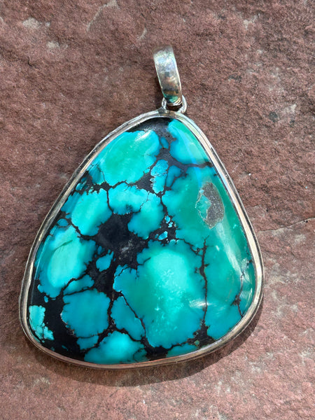 Turquoise stone pendant handcrafted in sterling silver  Z-2