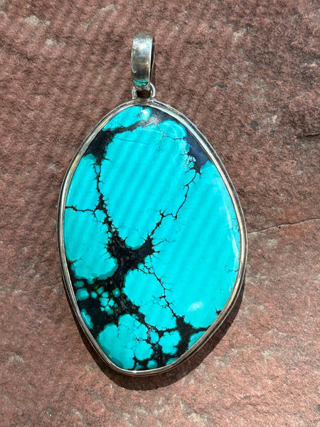 Turquoise stone pendant handcrafted in sterling silver  Z4