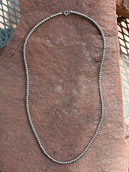 Stainless Steel 3.5 mm beaded necklace in 18” length.  USA made.  Z 1027