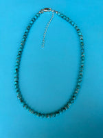 Genuine grade A Kingman turquoise with sterling silver in a 17” length. AS713 FREE SHIPPING IN THE CONTINENTAL USA.
