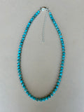 Genuine grade A Kingman turquoise with sterling silver in a 17” length. AS713 FREE SHIPPING IN THE CONTINENTAL USA.
