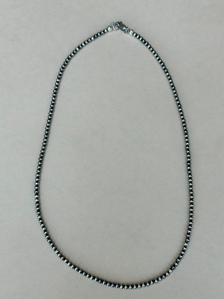 Sterling silver 3mm oxidized beads in as 18.5” necklace.  AS702