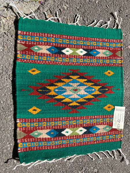 Zapotec handwoven wool mat approximately 15” x 20” ZP-123