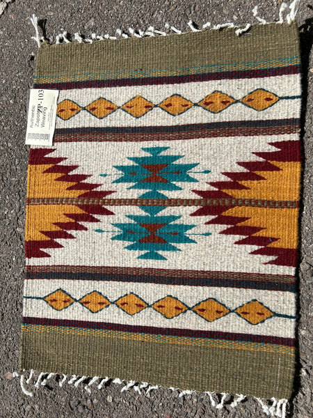 Zapotec handwoven wool mats, approximately 15” x 20” ZP103